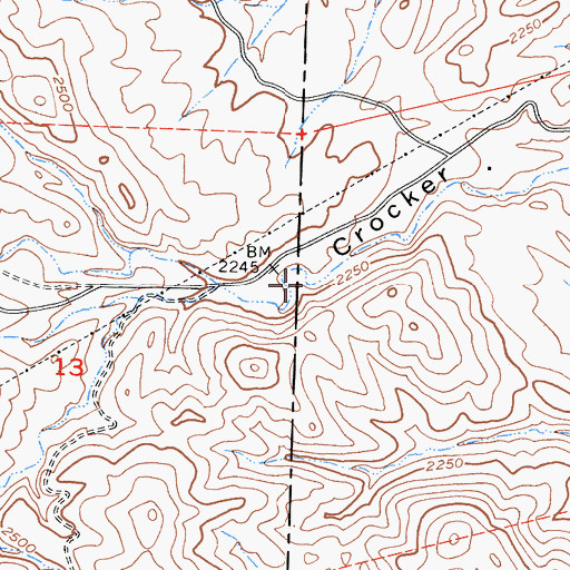 Topographic Map of Crocker Spring, CA