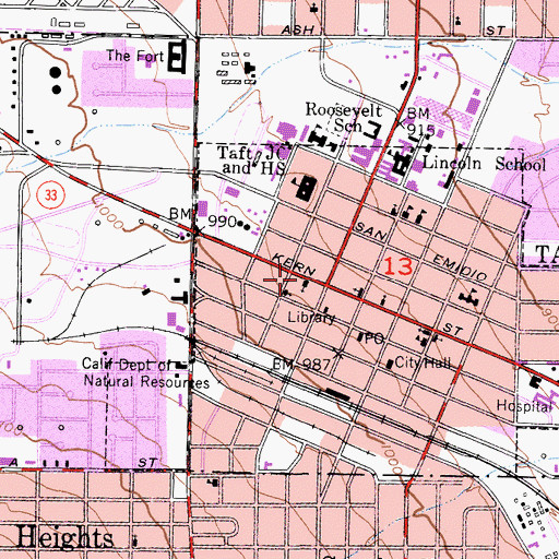Topographic Map of First Church of Christ Scientist, CA