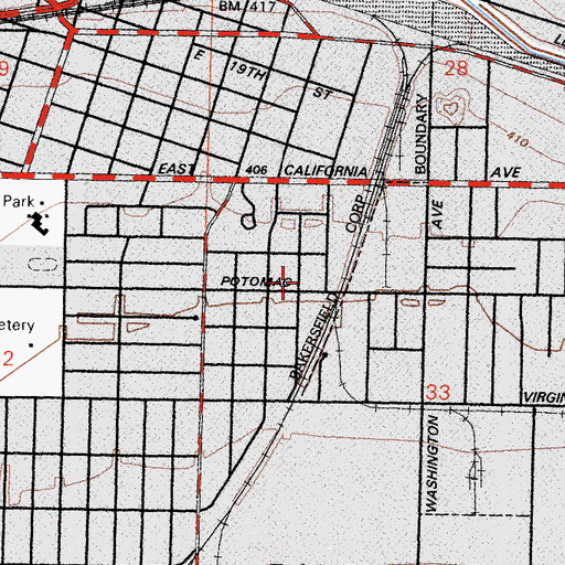 Topographic Map of Iglesia Presbiteriana el Redento, CA