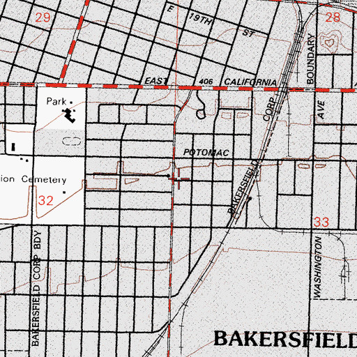 Topographic Map of Pleasant View Baptist Church, CA