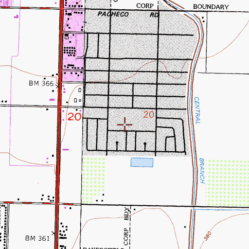 Topographic Map of Rexland Acres Park, CA
