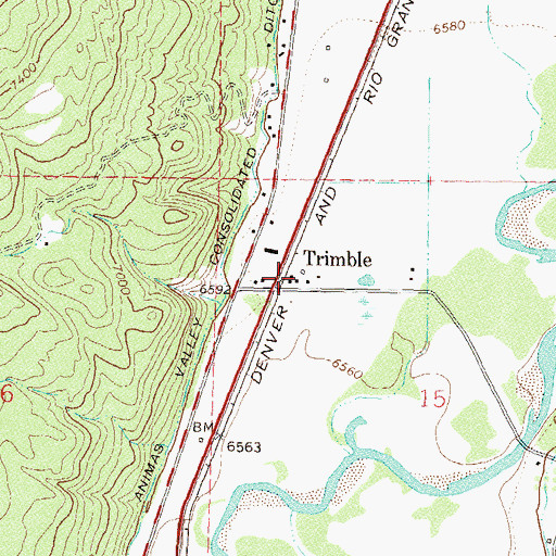 Topographic Map of Trimble, CO