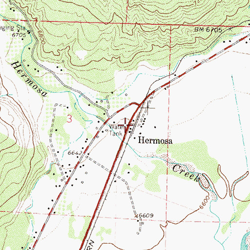 Topographic Map of Hermosa, CO