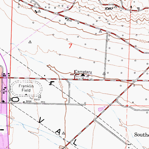 Topographic Map of Westside District Cemetery, CA