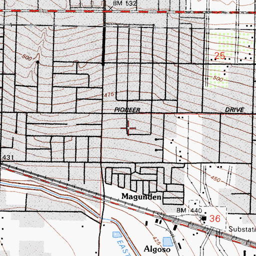 Topographic Map of Pioneer County Park, CA