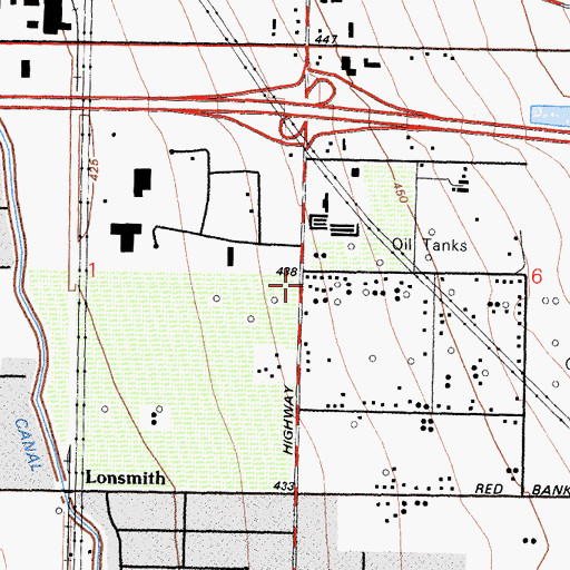 Topographic Map of Town and Country Baptist Church, CA
