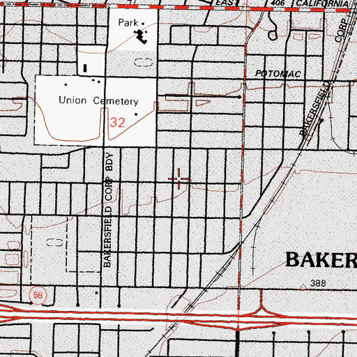 Topographic Map of Bakersfield Pentecostal Church of Jesus Christ, CA