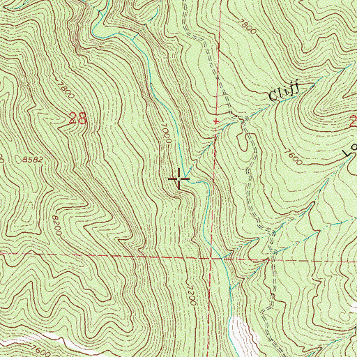 Topographic Map of Cliff Creek, CO