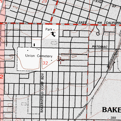 Topographic Map of Saint Paul Christian Methodist Episcopal Church, CA