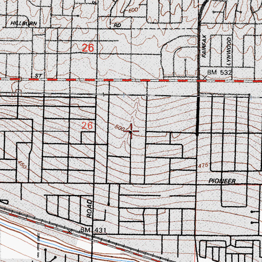 Topographic Map of Shalimar Baptist Church, CA