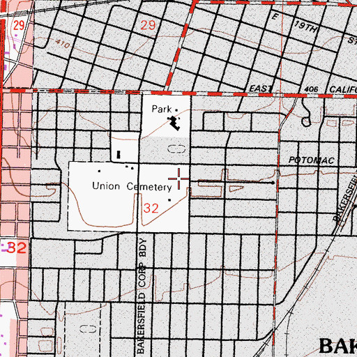 Topographic Map of The Open Door Church of God in Christ, CA