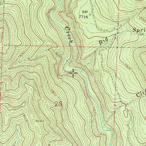 Topographic Map of Big Spring Creek, CO