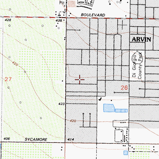 Topographic Map of Bear Mountain Elementary School, CA