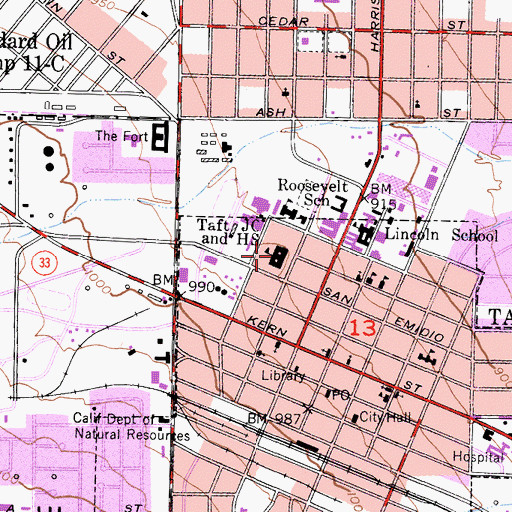 Topographic Map of Buena Vista High School, CA