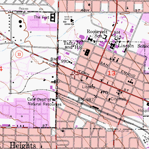 Topographic Map of Calvary Temple Assembly of God Church, CA