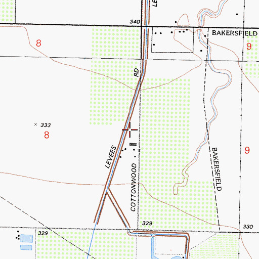Topographic Map of Cottonwood Station (historical), CA