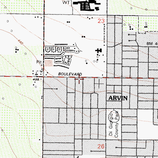 Topographic Map of Gospel Tabernacle of Arvin, CA