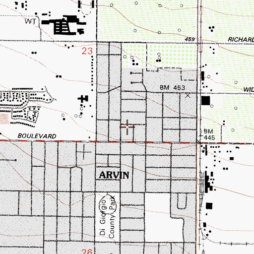 Topographic Map of Veterans Building, CA