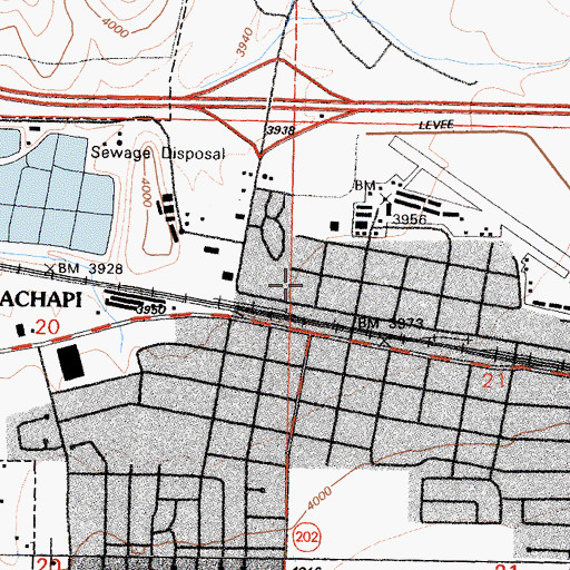 Topographic Map of College of the Tehachapis, CA