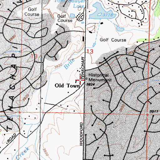 Topographic Map of Old Town State Historic Landmark, CA