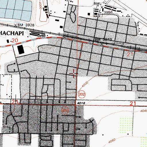 Topographic Map of Tehachapi Valley United Methodist Church, CA