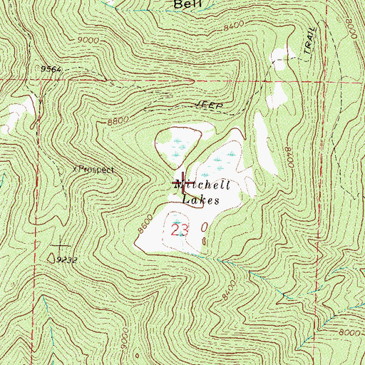 Topographic Map of Mitchell Lakes, CO
