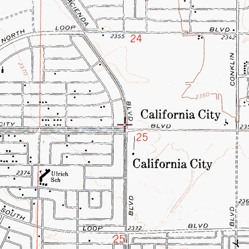 Topographic Map of California City Branch Kern County Library, CA