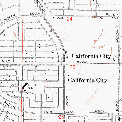 Topographic Map of California City City Hall, CA