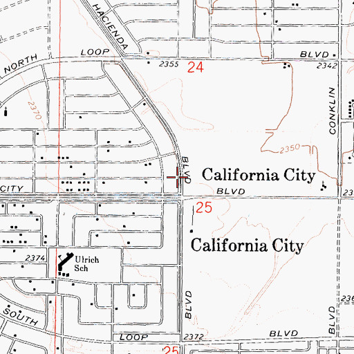 Topographic Map of California City Post Office, CA