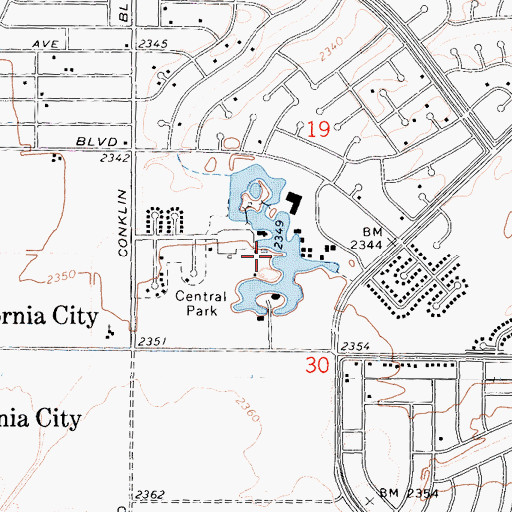 Topographic Map of Central Park Lake, CA