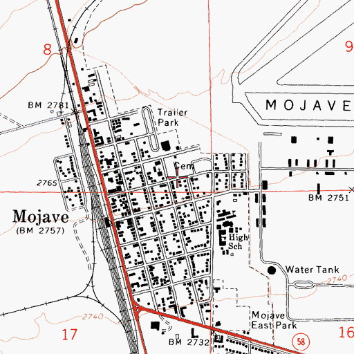 Topographic Map of First Southern Baptist Church, CA