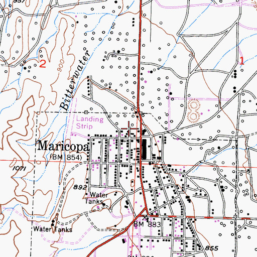 Topographic Map of Maricopa City Hall, CA
