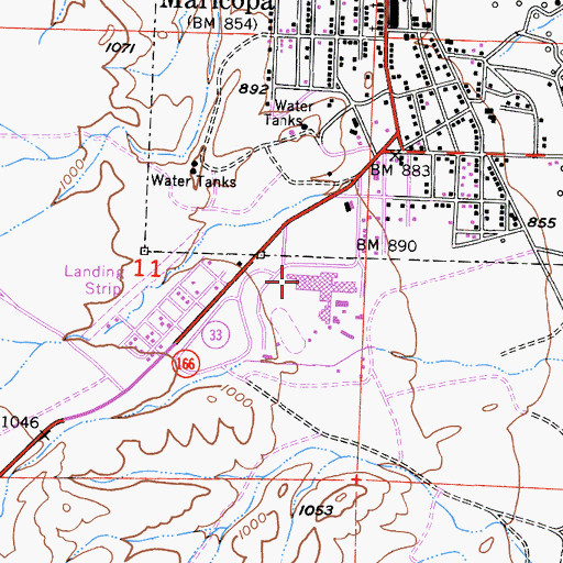 Topographic Map of Maricopa Elementary School, CA