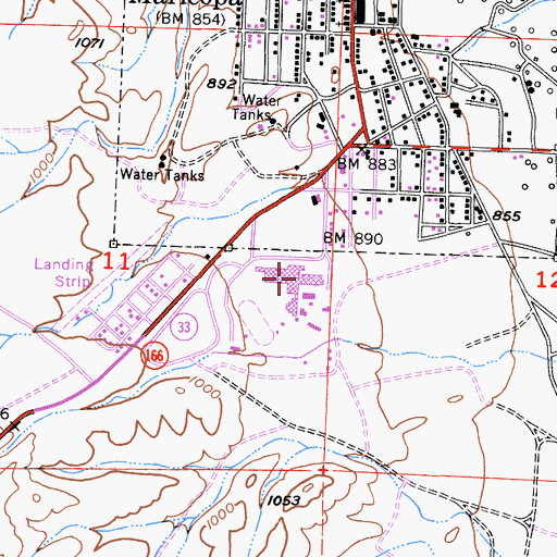 Topographic Map of Maricopa High School, CA
