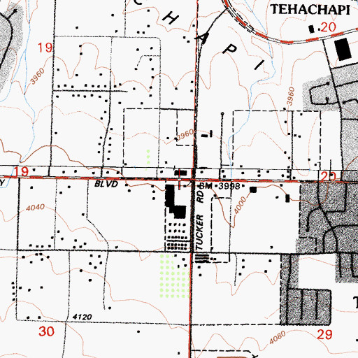 Topographic Map of Tehachapi Lighthouse United Pentecostal Church, CA