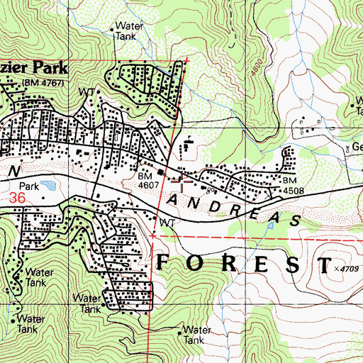 Topographic Map of Frazier Park Assembly of God Church, CA