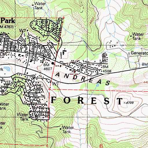 Topographic Map of Frazier Park Branch Kern County Library, CA