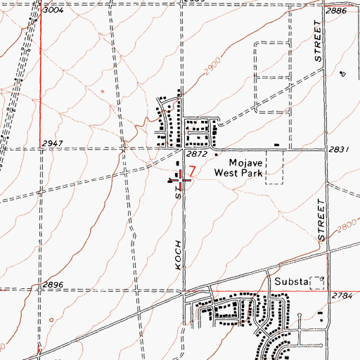 Topographic Map of Mojave Unified School District Office, CA