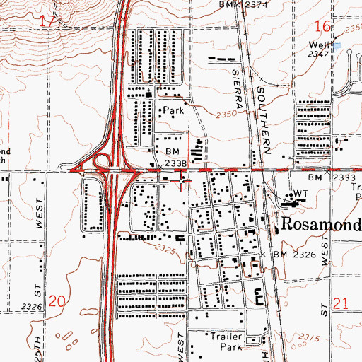 Topographic Map of Rosamond Post Office, CA