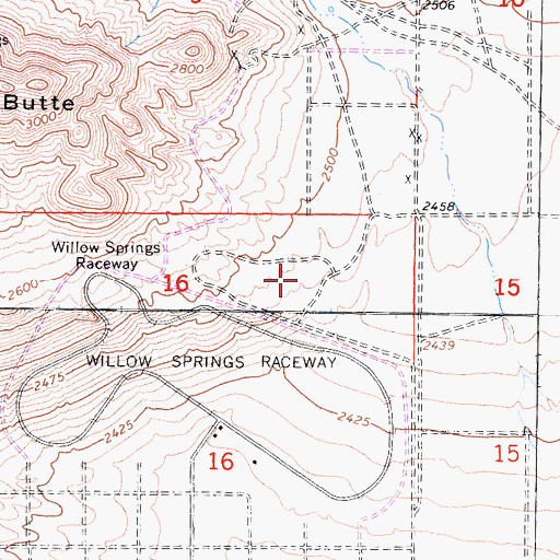 Topographic Map of Willow Springs Stadium, CA