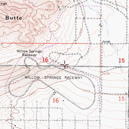 Topographic Map of Willow Springs Transportation Technical Center, CA