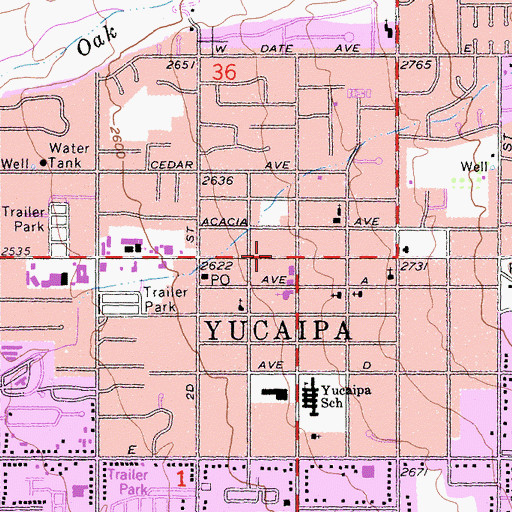 Topographic Map of Abundant Life Fellowship Church, CA