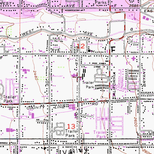 Topographic Map of Calimesa Elementary School, CA