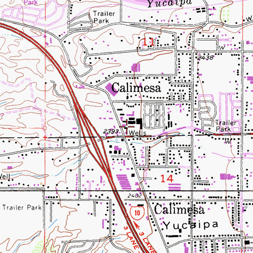 Topographic Map of Calimesa Plaza Shopping Center, CA