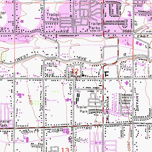 Topographic Map of Church of the Nazarene, CA