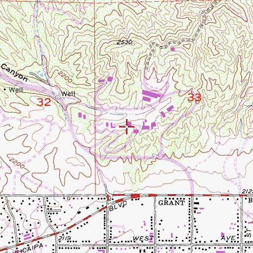 Topographic Map of Crafton Hills College, CA