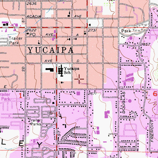 Topographic Map of First Church of God, CA