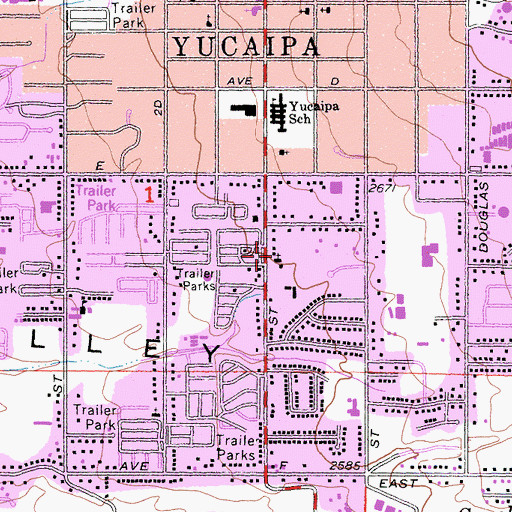 Topographic Map of Saint Francis X Cabrini Catholic Church, CA