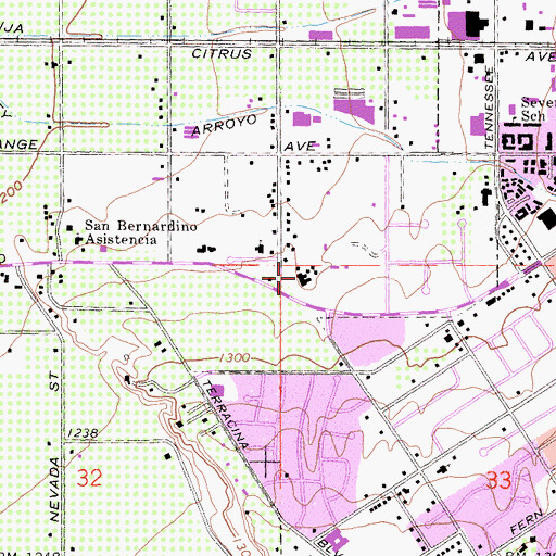 Topographic Map of Brookside Plaza Shopping Center, CA