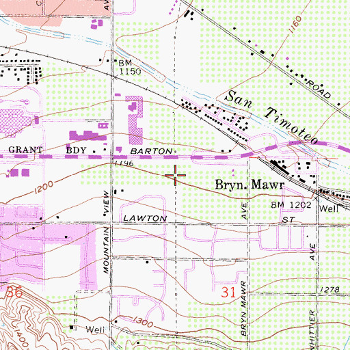 Topographic Map of Loma Linda Post Office, CA